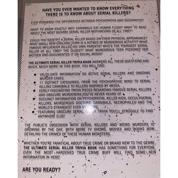 The Ultimate Serial Killer Trivia Book BRAND NEW HARD COPY - Picture 2 of 2